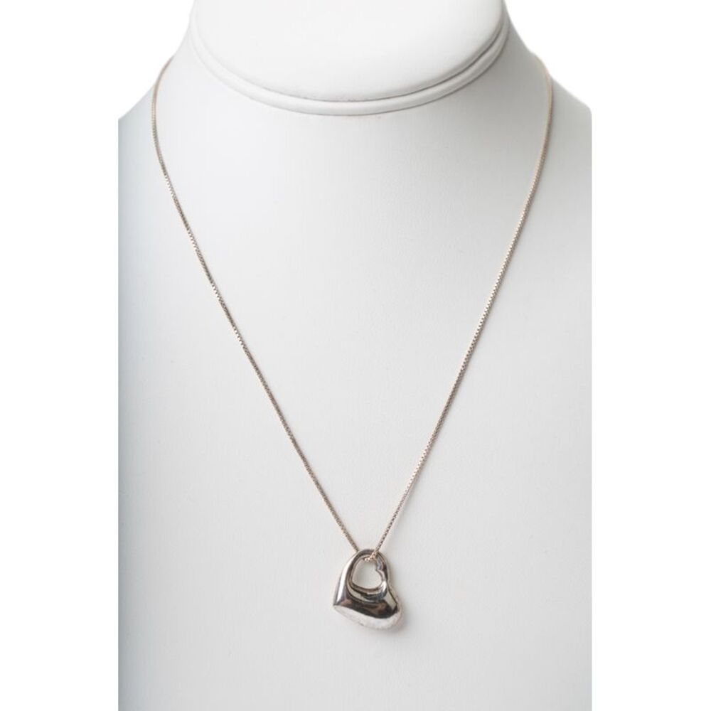Designer Womens 925 Silver Puffy Heart Pendant Necklace 18" 3.4g